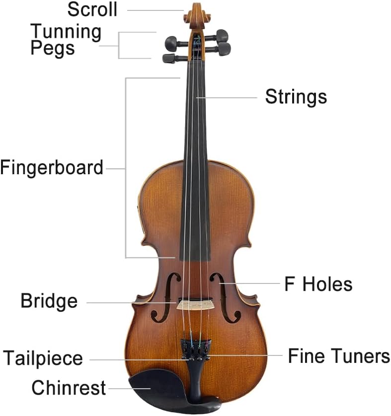 ModouString Acoustic Violin 4/4, 4 Strings Electric violin Maple Spruce Solid Wood Body, Ebony Fittings with Case, Bow, Accessories - Image 2